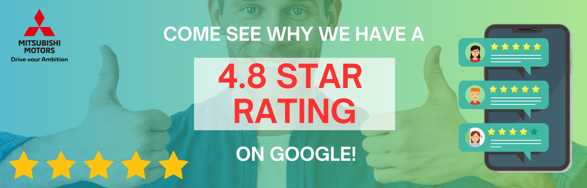 4.8 Star Rating on Google at Peachtree Mitsubishi in Atlanta GA