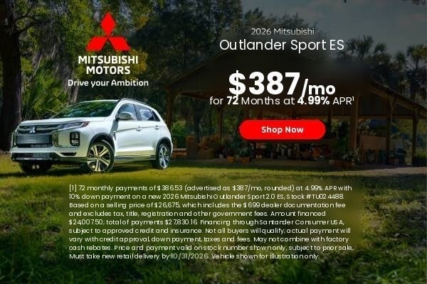2026 Outlander Sport ES $387/mo 72 Months 4.99% APR