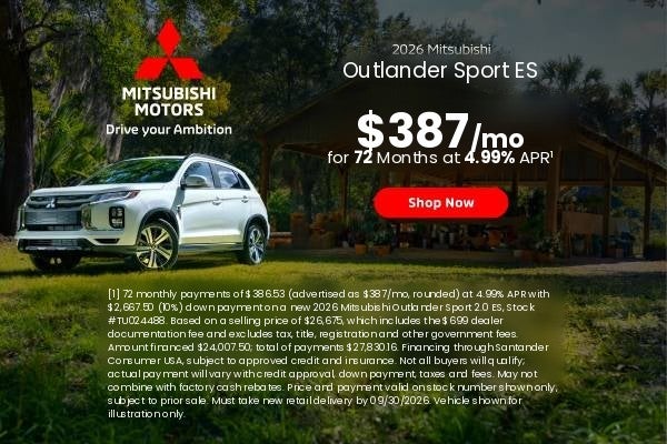 2026 Outlander Sport ES $387/mo 72 Months 4.99% APR