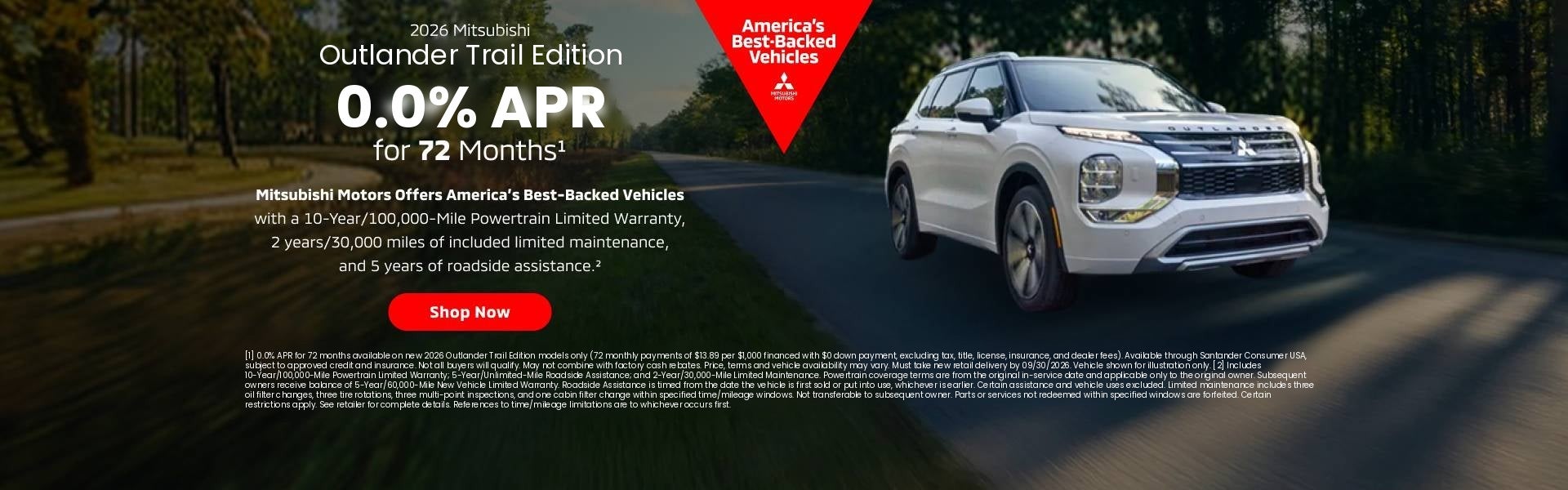 2026 Mitsubishi Outlander Trail Edition 0.0% APR 72 Months